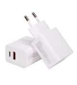 Sieťová nabíjačka 3A 18W USB + USB Type C PD PQ-18W - biela