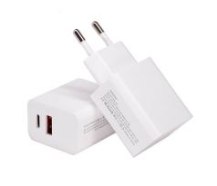 Sieťová nabíjačka 3A 18W USB + USB Type C PD PQ-18W - biela