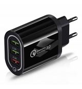 Sieťová nabíjačka Wall Charger 3xUSB QC 3.0 (BK373) - čierna