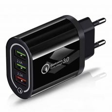 Sieťová nabíjačka Wall Charger 3xUSB QC 3.0 (BK373) - čierna