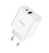 Sieťová nabíjačka KAKU (KSC-228) 3A 18W USB + USB Type C PD PQ-18W - biela