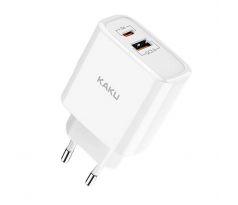 Sieťová nabíjačka KAKU (KSC-228) 3A 18W USB + USB Type C PD PQ-18W - biela