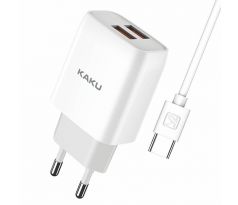 Sieťová nabíjačka KAKU DUAL PORT 2,4A + kábel USB TYP-C 1m (KSC-397) - biela copy