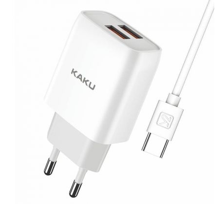 Sieťová nabíjačka KAKU DUAL PORT 2,4A + kábel USB TYP-C 1m (KSC-397) - biela copy