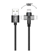Otočný 180 ° USB LIGHTNING kábel KAKU (KSC-465) 2.4A 1M - čierny