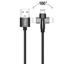 Otočný 180 ° USB LIGHTNING kábel KAKU (KSC-465) 2.4A 1M - čierny