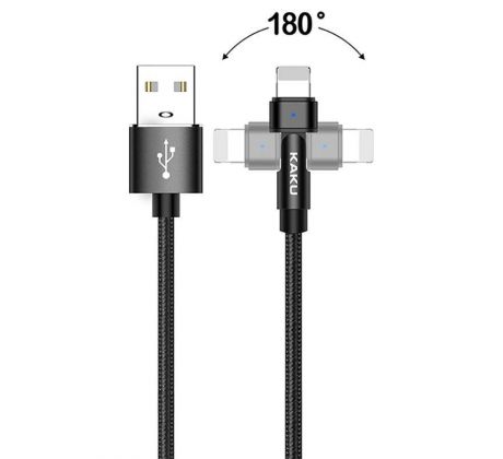 Otočný 180 ° USB LIGHTNING kábel KAKU (KSC-465) 2.4A 1M - čierny