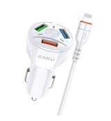 Autonabíjačka KAKU (KSC-493) 3xUSB 20W 4,8A QC3.0 +kabel USB 8-PIN Lightning kábel - biela