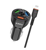 Autonabíjačka KAKU (KSC-493) 3xUSB 20W 4,8A QC3.0 +kabel USB 8-PIN Lightning kábel - čierna