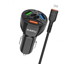Autonabíjačka KAKU (KSC-493) 3xUSB 20W 4,8A QC3.0 +kabel USB 8-PIN Lightning kábel - čierna