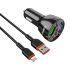 Autonabíjačka KAKU (KSC-493) 3xUSB 20W 4,8A QC3.0 +kabel USB 8-PIN Lightning kábel - čierna