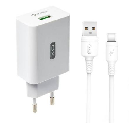 Sieťová nabíjačka XO L36 QC 3.0 + kábel USB Typ C - biela