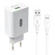 Sieťová nabíjačka XO L36 QC 3.0 + kábel USB Typ C - biela