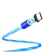Kábel magnetický USB TYP-C LED 1 meter - modrý