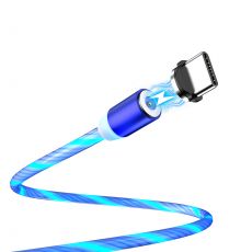 Kábel magnetický USB TYP-C LED 1 meter - modrý