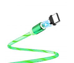 Kábel magnetický USB TYP-C LED 1 meter - zelený