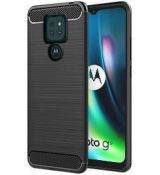 Púzdro CARBON CASE pre MOTOROLA MOTO G9 PLAY/E7 PLUS - čierne