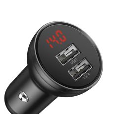 Nabíjačka do auta Baseus Digital Display Dual USB 4.8A 24W - šedá