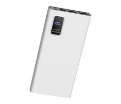 Externá batéria -  Power Bank 10000mAh PD3.0 + QC3.0 LED Display (2xUSB + USB Type C + Micro USB) Platinet Polymer External Battery (45727) - biela