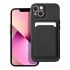Zadný kryt SILICONE CARD CASE pre APPLE iPHONE 13 - čierne
