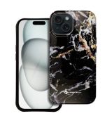 Puzdro pre iPhone 15 Forcell F-Protect Mirage kompatibilné s MagSafe Military Drop-Test- čierne mramorové
