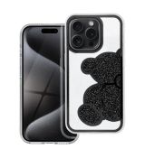 Púzdro s medvedíkom pre IPHONE 16 Plus - strieborné